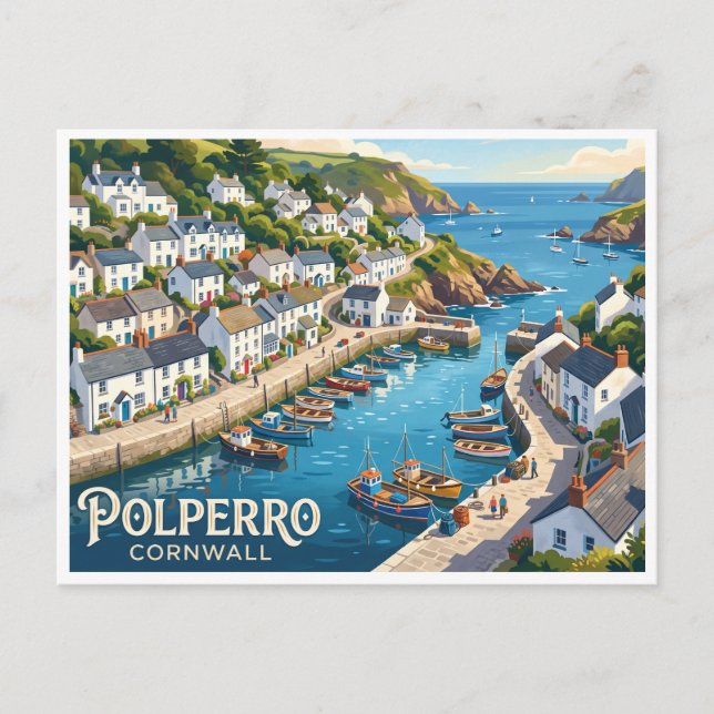 Polperro hamn England Vykort (Framsida)