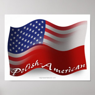 Polsk-Amerikan som vinkar flagga Poster