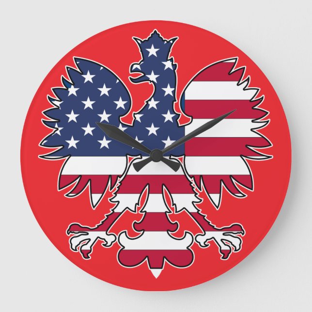 Polsk amerikansk Eagle Clock Stor Klocka (Framsida)