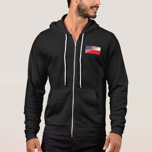 Polsk-amerikansk flagg hoodie t shirt (Framsida)