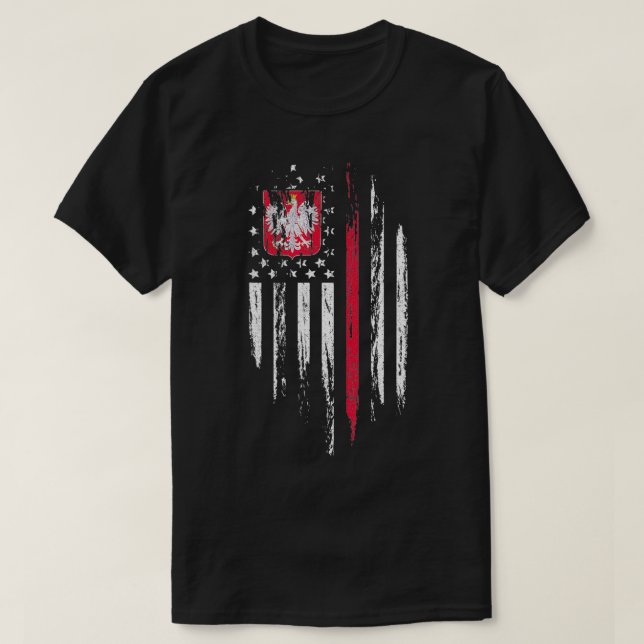 Polsk amerikansk Flagga Combo Polen USA Polska Pat T Shirt (Design framsida)