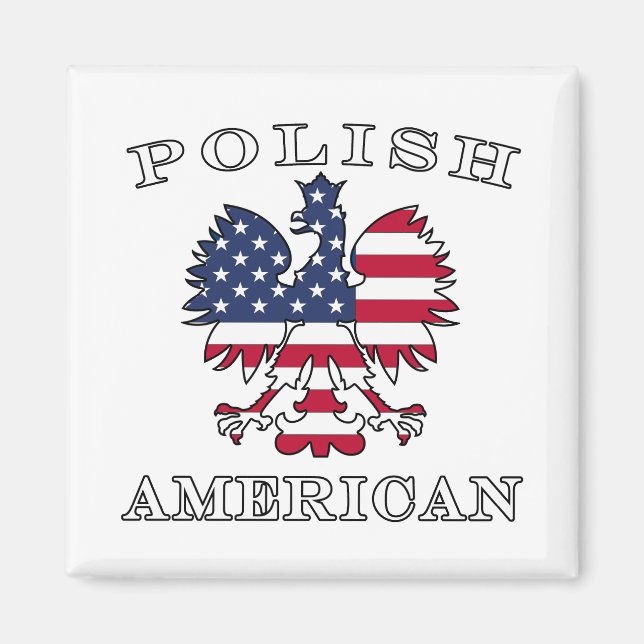 Polsk amerikansk Flagga Eagle Magnet (Framsidan)