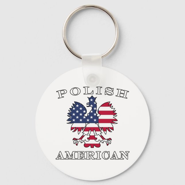 Polsk amerikansk Flagga Eagle Nyckelring (Framsida)