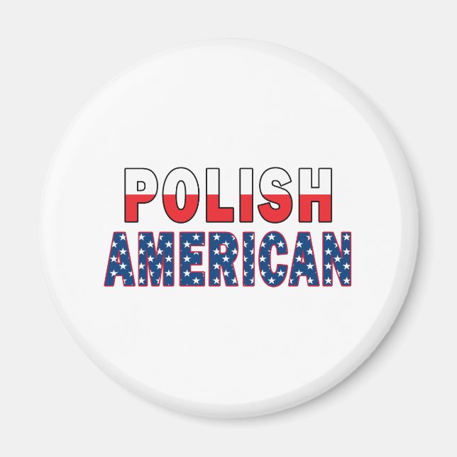 Polsk amerikansk Flagga Magnet (Framsidan)
