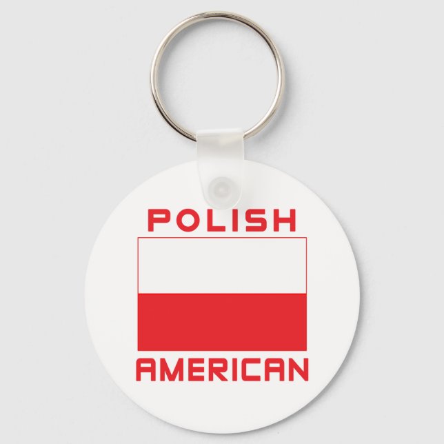 Polsk amerikansk Flagga Nyckelring (Framsida)