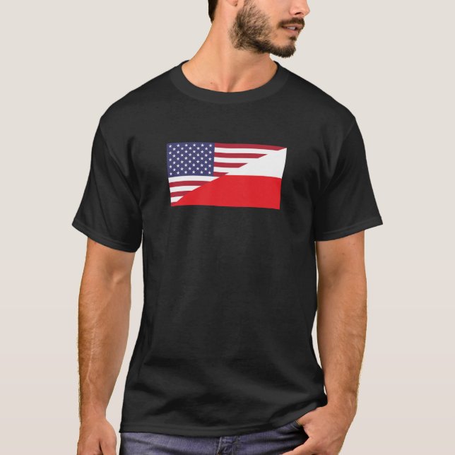 Polsk amerikansk Flagga Tshirt T Shirt (Framsida)