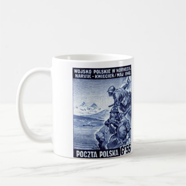 Polsk armé för WWII i Narvik, norge Kaffemugg (Vänster)
