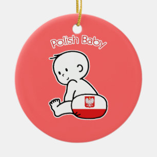 Polsk baby julgransprydnad keramik