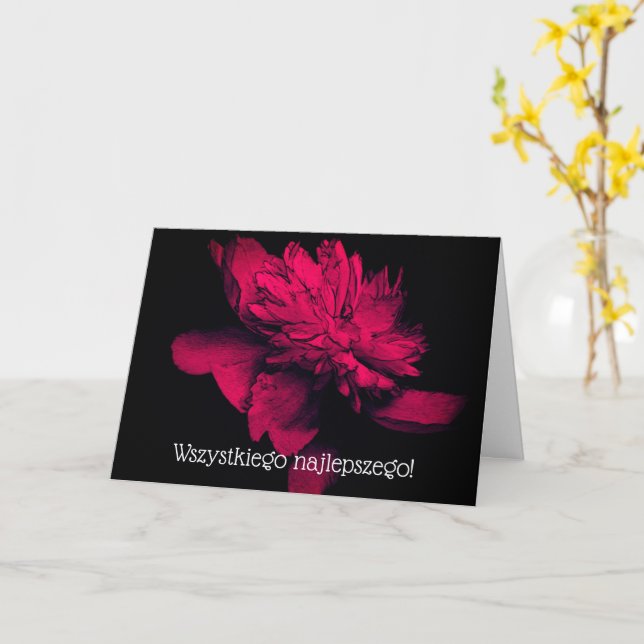 Polsk Blommigt Birthday Card Red Dahlia Kort (Gul blomma)