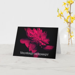Polsk Blommigt Birthday Card Red Dahlia Kort