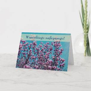 Polsk Blommigt Birthday Card Sto Lat Magnolias Kort