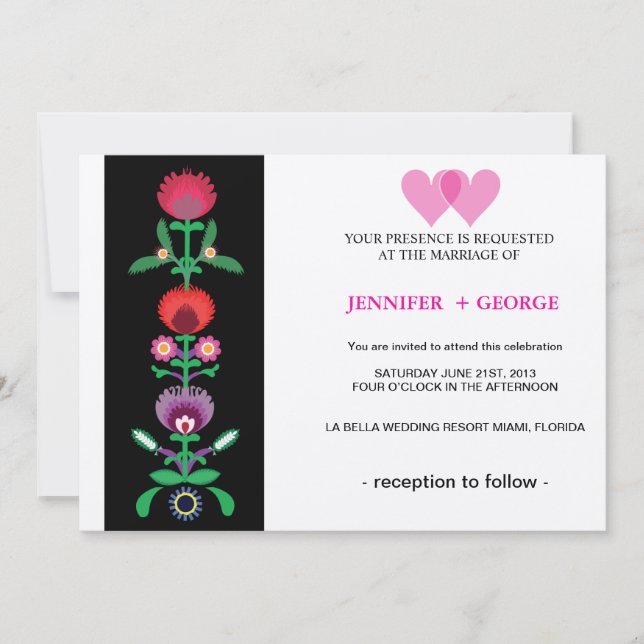 Polsk Blommigt Decorative Strip, inbjudan (Framsida)