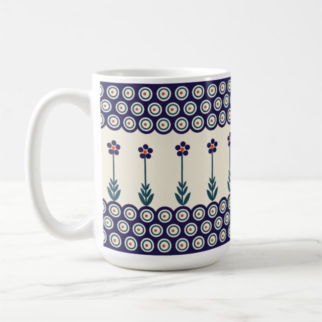 Polsk design av traditionell keramik kaffemugg (Vänster)