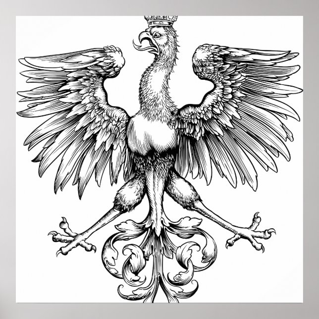 Polsk Eagle-Vintage-utskrift i krona Poster (Framsidan)