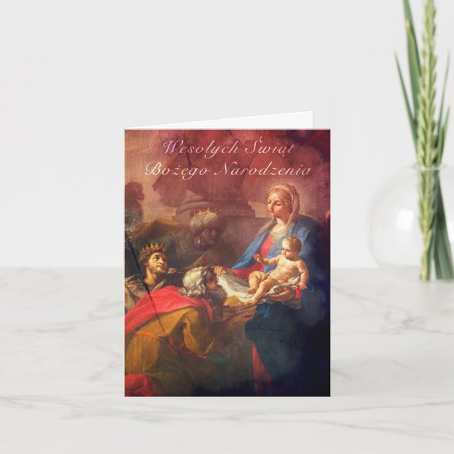 Polsk/engelsk julkort - tillbedjan helgkort (Framsida)