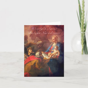 Polsk/engelsk julkort - tillbedjan helgkort