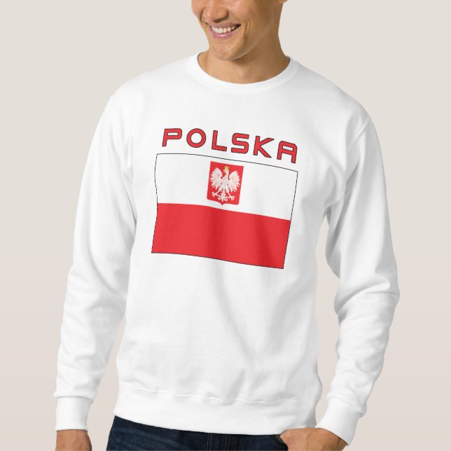 Polsk falkflagga med Polska Lång Ärmad Tröja (Framsida)
