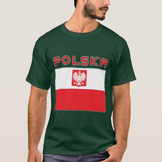 Polsk falkflagga med Polska Tee Shirt (Framsida)