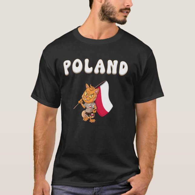 Polsk fan Polen katt T Shirt (Framsida)