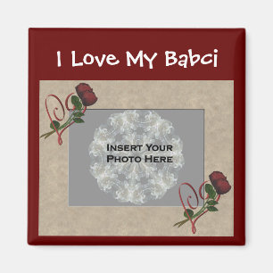 Polsk farmor Kärlek Babci Ro Hearts Photo Magnet