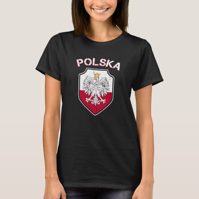 Polsk flagga för Polska Eagle/ T Shirt (Framsida)