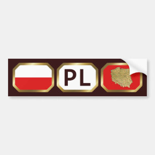Polsk Flagga Karta-kod Bumper Sticker Bildekal