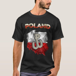 Polsk Flagga med "Polen" och bekämpning av Polen S T Shirt
