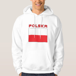 Polsk flagga med Polska Sweatshirt Med Luva
