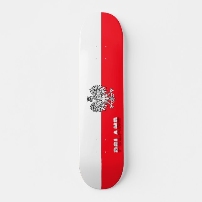 Polsk flagga mini skateboard bräda 18,5 cm (Framsida)