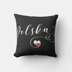 Polsk flaggahjärta, Polen Polska Kudde