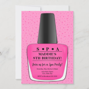 Polsk födelsedagsinbjudan nagel - Rosa Nagel polsk Inbjudningar