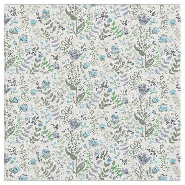 Polsk folkart Whimsical Flower Mönster Tyg (Närbild)