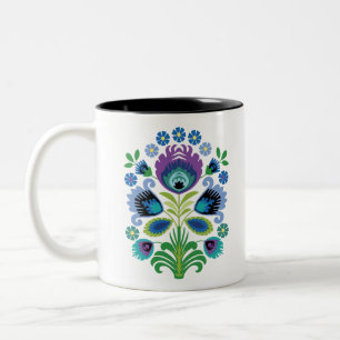 Polsk folkblommor Lila Två-Tonad Mugg
