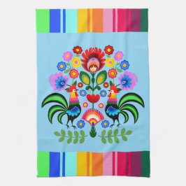 Polsk folkkonst - blommigt embroidery mönster kökshandduk