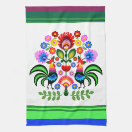 Polsk folkkonst - blommigt embroidery mönster kökshandduk