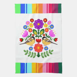Polsk folkkonst - blommigt embroidery mönster kökshandduk