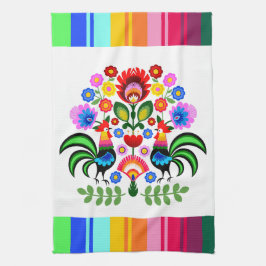 Polsk folkkonst - blommigt embroidery mönster kökshandduk