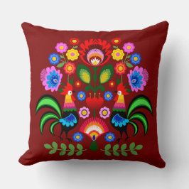 Polsk folkkonst - blommigt embroidery mönster kudde