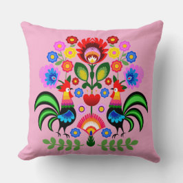 Polsk folkkonst - blommigt embroidery mönster kudde