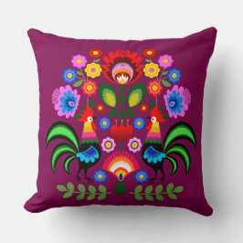 Polsk folkkonst - blommigt embroidery mönster kudde