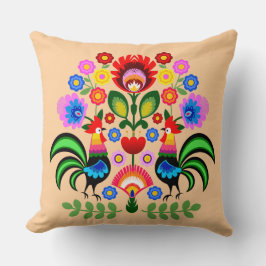 Polsk folkkonst - blommigt embroidery mönster kudde