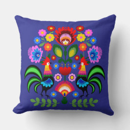 Polsk folkkonst - blommigt embroidery mönster kudde