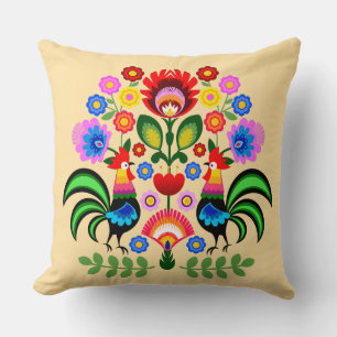 Polsk folkkonst - blommigt embroidery mönster kudde