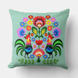 Polsk folkkonst - blommigt embroidery mönster kudde