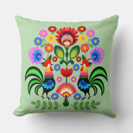 Polsk folkkonst - blommigt embroidery mönster kudde