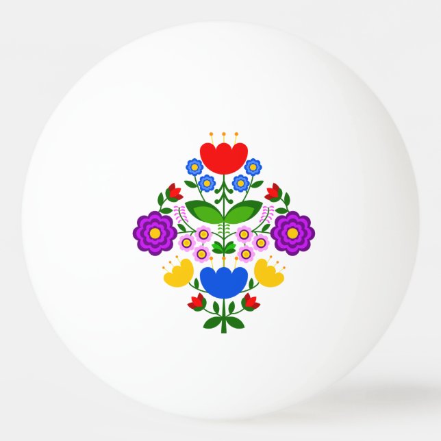 Polsk folkkonst - blommigt embroidery mönster pingisboll (Framsidan)