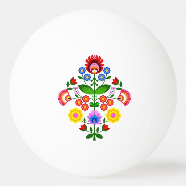 Polsk folkkonst - blommigt embroidery mönster pingisboll (Framsidan)