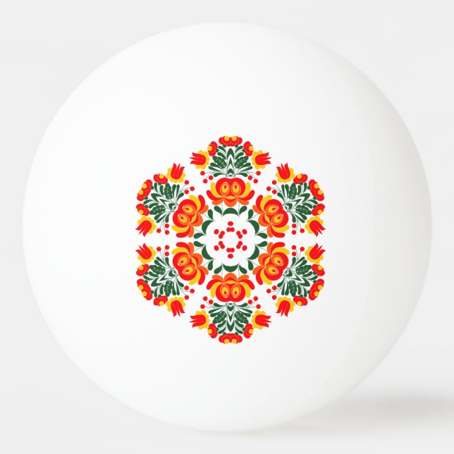 Polsk folkkonst - blommigt embroidery mönster pingisboll (Framsidan)