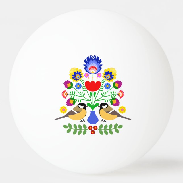 Polsk folkkonst - blommigt embroidery mönster pingisboll (Framsidan)