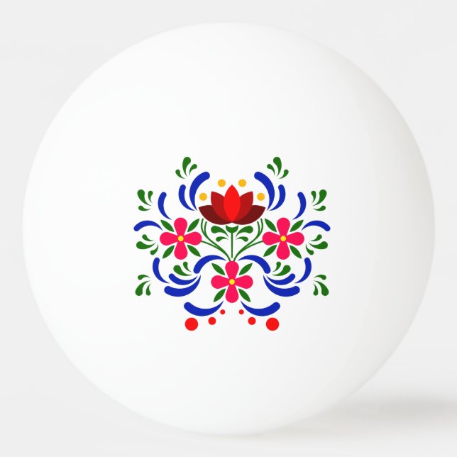 Polsk folkkonst - blommigt embroidery mönster pingisboll (Framsidan)